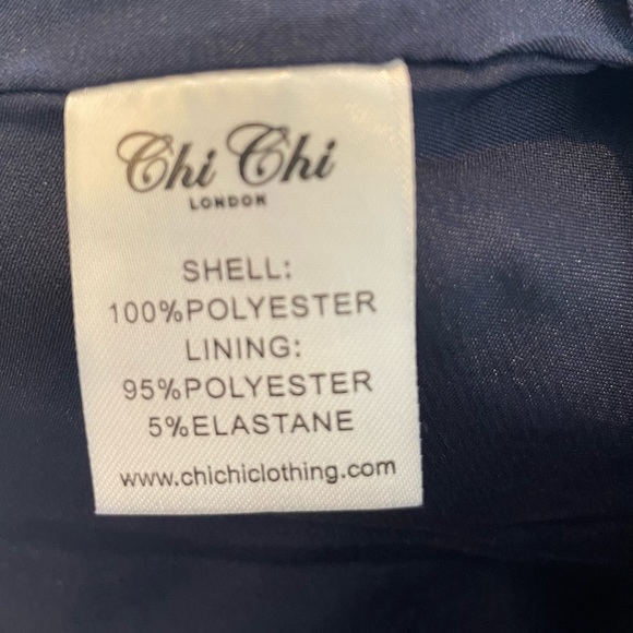 NWT Chi Chi London Floral Print Contrast Dip Hem Midi Dress in Blue - Picture 7 of 7